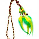 Green Hair Accessories Hair Band Adjustable Cord Bead Wood Bead Tassel Feather 7 Inch 11628-99013GRN