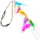 Multi Colored Hair Accessories Hair Band Oversized Feather Cord Wood Bead Braided 16  11628-99002MLT
