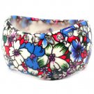Multi Colored Bracelet Bangle Crystal Studs Porcelain Flower Print Unbalanced 1 1 2 I 11632-10433MLT
