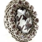 Animal Print Ring Adjustable Stretch Lucite Crystal Studs Metal Casting 1 3 4 Inch 1202018-9922RDANI