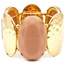 Brown Bracelet Bangle Stretch Meatl Casting Formica 2 Inch Width 121172-5883GDBRO