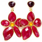 Purple Earring Post Earring Formica Various Cut Faceted Floral Shape 2 Inch Drop 121175-5075GDPUR