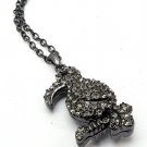 Black Necklace Charm Bird Crystal Studs Long Necklace 2 Inch Drop 30Mm Diameter 30 12141427-878BNBLK