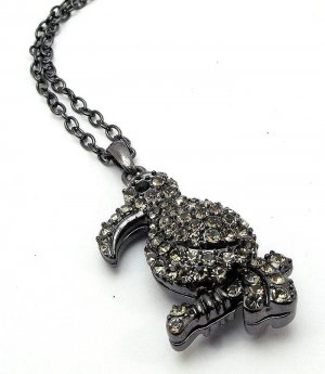 Black Necklace Charm Bird Crystal Studs Long Necklace 2 Inch Drop 30Mm Diameter 30 12141427-878BNBLK