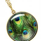 Green Necklace Long Necklace Pendant Glass Stone Lucite Cobochon Peacock 2 1 4 Inc 12141430-138BOGRN