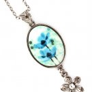 Blue Necklace Pendant Metal Casting Crystal Stud Flower Flower Print Texture 2 Inc 12141430-362ASBLU