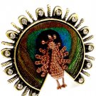 Black Ring Adjustable Stretch Peacock Thread Peacock Print Crystal Studs Texture 1 12141828-054BOBKA