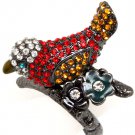Red Ring Adjustable Stretch Crystal Studs Bird Flower 1 1 4 Inch Tall / 12141836-061BNRED