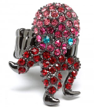 Pink Ring Adjustable Stretch Crystal Studs Octopur 1 1 4 Inch Tall / 12141836-076BNPNK