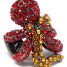 Red Ring Adjustable Stretch Crystal Studs Octopur 1 1 4 Inch Tall / 12141836-077BNRED