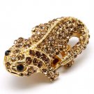 Brown Ring Adjustable Stretch Metal Casting Crystal Studs Lizard 1 3 4 Inch Tall 12141836-562GDBRO