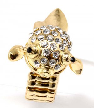 Clear Ring Adjustable Stretch Metal Casting Crystal Studs Goldfish 1 1 4 Inch Widt 12141836-786GDCLR
