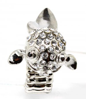 Clear Ring Adjustable Stretch Metal Casting Crystal Studs Goldfish 1 1 4 Inch Widt 12141836-786RDCLR