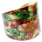 Multi Colored Bracelet Cuff Peacock Print Oriental Exotic Print 2 Inch Width 1214228-028MGMTA