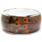 Red Bracelet Bangle Peacock Print Painted 1 1 4 Inch Width 1214228-040RDRED