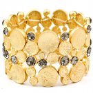 Black Bracelet Stretch Crystal Studs Discs Concave Metal Casting 1 1 2 Inch Width 1214228-221MGBKA