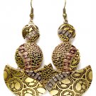 Gold Colored Earring Fish Hook Crescent Texture 2 1 4 Inch Drop 1214528-036THGOD