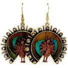 Black Earring Fish Hook Crystal Studs Peacock Texture Peacock Print Thread 1 1 2 In 1214528-154BOBKA