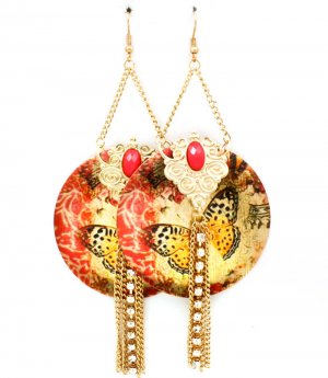 Coral Earring Fish Hook Metal Disc Tassle Formica Crystal Studs Prong Set Butterfly 1214528-549MGCOL