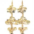 Clear Earring Fish Hook Glass Stones Scratch Marks Pierced Texture 3 Inch Drop 1214528-559GDCLR