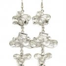 Clear Earring Fish Hook Glass Stones Scratch Marks Pierced Texture 3 Inch Drop 1214528-559RDCLR