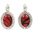 Coral Earring Post Earring Crystal Studs Formica Cabochon Oval 1 1 2 Inch Drop 1214528-604RDCOL
