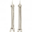 Clear Earring Fish Hook Omega Chain Crystal Studs 3 1 2 Inch Drop 1214528-613RDCLR
