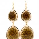Brown Earring Fish Hook Natural Stones Lucite 2 1 2 Inch Drop 1214528-647GDBRO