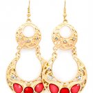 Red Earring Fish Hook Metal Casting Crystal Studs Cresent Tear Drop Formica Faceted 1214528-672MGRED