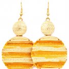 Yellow Earring Fish Hook Disc Texture Paint 2 Inch Drop 1214528-716MGYEW
