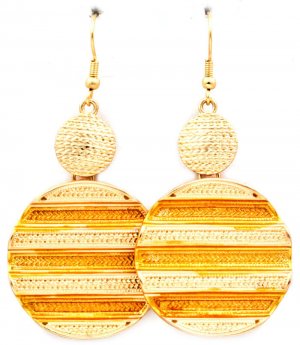 Yellow Earring Fish Hook Disc Texture Paint 2 Inch Drop 1214528-716MGYEW
