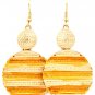 Yellow Earring Fish Hook Disc Texture Paint 2 Inch Drop 1214528-716MGYEW