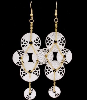 Silver Colored Earring Fish Hook Discs Matte Finish Chain Texture 3 Inch Drop 1214528-717MSSIV