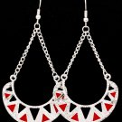 Red Earring Fish Hook Chandelier Drop Metal Casting Cresent Enamel 2 1 4 Inch Drop 1214528-727MSRED