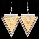 Gold Colored Earring Fish Hook Metal Casting Crystal Studs Triangular Shape Texture 1214528-728RDGOD