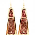 Red Earring Fish Hook Metal Casting Moving Joint Texture 2 1 2 Inch Drop 1214528-736GDRED