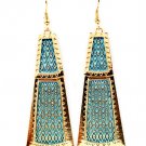 Turquoise Earring Fish Hook Metal Casting Moving Joint Texture 2 1 2 Inch Drop 1214528-736GDTUQ