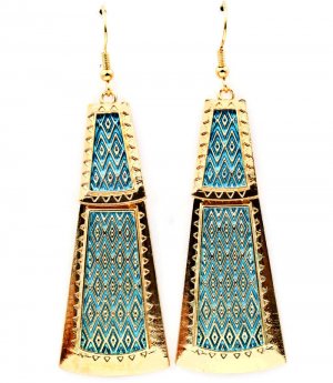 Turquoise Earring Fish Hook Metal Casting Moving Joint Texture 2 1 2 Inch Drop 1214528-736GDTUQ