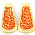 Orange Earring Post Earring Metal Casting Enamel Matte Finish 1 3 4 Inch Drop 1214528-827MGORG