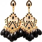 Black Earring Post Earring Stud Tear Drop Metal Casting Fringe Formica Faceted 2 3  1214528-846MGBLK