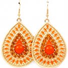 Orange Earring Fish Hook Crystal Studs Tear Drop Metal Casting Navette Formica Enam 1214528-852GDORG