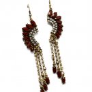 Brown Earring Linear Drop Fish Hook Crystal Studs Formica Navette Cut 3 1 4 Inch Dr 1214529-028BOBRO