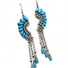 Turquoise Earring Linear Drop Fish Hook Crystal Studs Formica Navette Cut 3 1 4 Inc 1214529-028SOTUQ