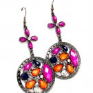 Purple Earring Linear Drop Fish Hook Various Cut Crystal Studs Crystal Stone Textur 1214529-112BNPUR