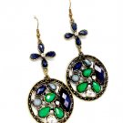 Blue Earring Linear Drop Fish Hook Various Cut Crystal Studs Crystal Stone Texture  1214529-112BOBLU