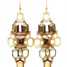 Multi Colored Earring Linear Drop Fish Hook Honey Comb Metal Casting 3 1 2 Inch Dro 1214529-122THMLT