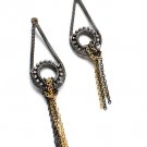 Clear Earring Linear Drop Crystal Studs Mesh Chain Tassel 3 1 2 Inch Drop 1214531-034BNCLR