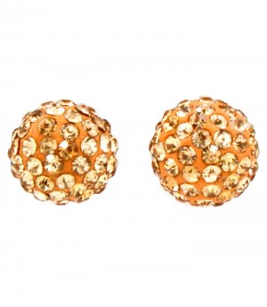 Brown Earring Post Earring Cyrstal Studs Fireball Texture 10 Mm Drop 1214536-594GDBRO