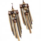 Multi Colored Earring Linear Drop Fish Hook Crystal Studs Tassel Cross Chain 4 Inch 1214536-900THMLT