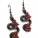Yellow Earring Fish Hook Crystal Studs Snake Prong Set Texture 1 1 2 Inch Drop 1214536-902BNYEW